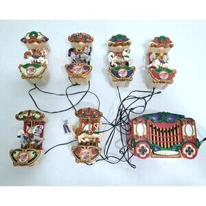 Vintage Mr. Christmas Holiday Carousel Horse Carols Music Light  Motion Ornament